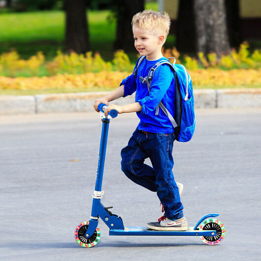 Folding Kick Scooter with 3 Adjustable Heights for Kids-Pink