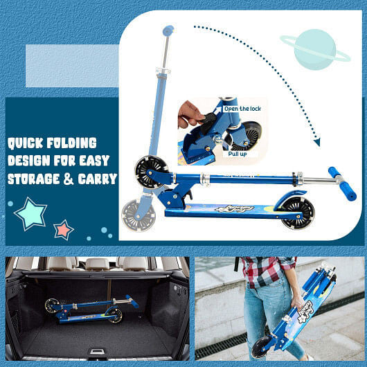 Folding Kick Scooter with 3 Adjustable Heights for Kids-Pink