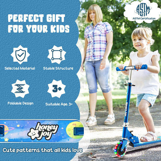 Folding Kick Scooter with 3 Adjustable Heights for Kids-Pink
